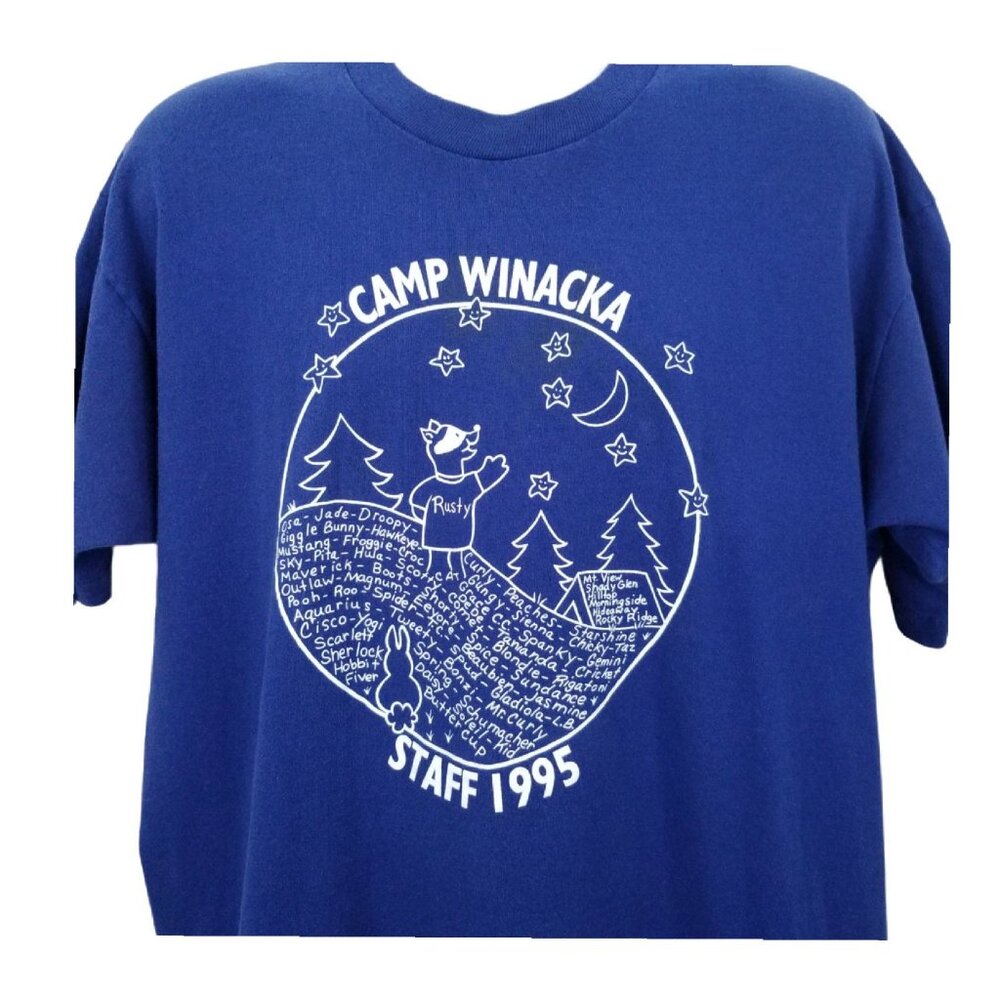 Camp Winacka Staff T Shirt Size XL Vintage 1995 Single Stitch Girl Scouts Summer